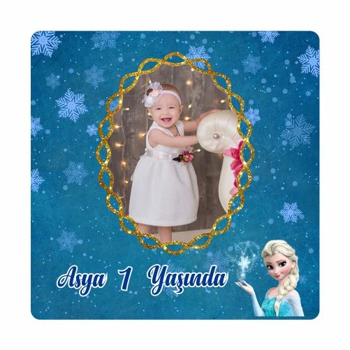 Karlar Ülkesi Elsa Temalı Doğum Günü Magneti